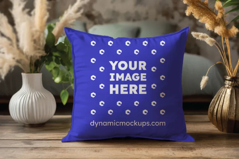 Blue Square Pillow Cover Mockup Template