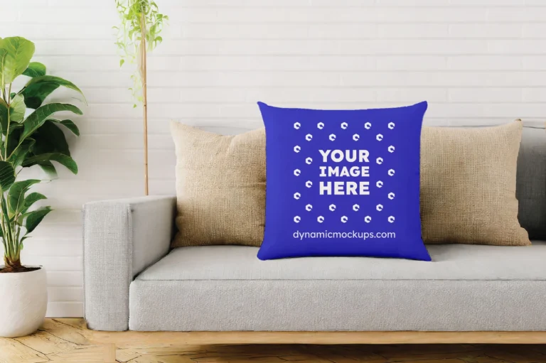 Blue Square Pillow Cover Mockup Template