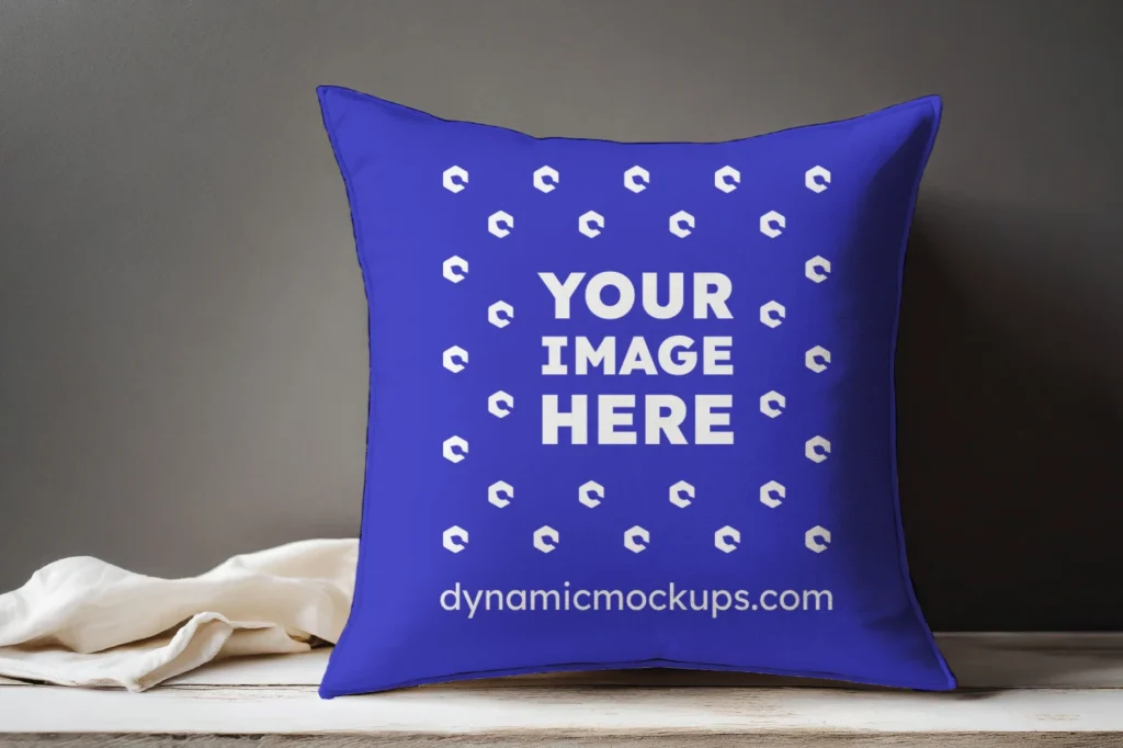 Blue Square Pillow Cover Mockup Template