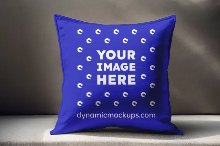 Blue Square Pillow Cover Mockup Template