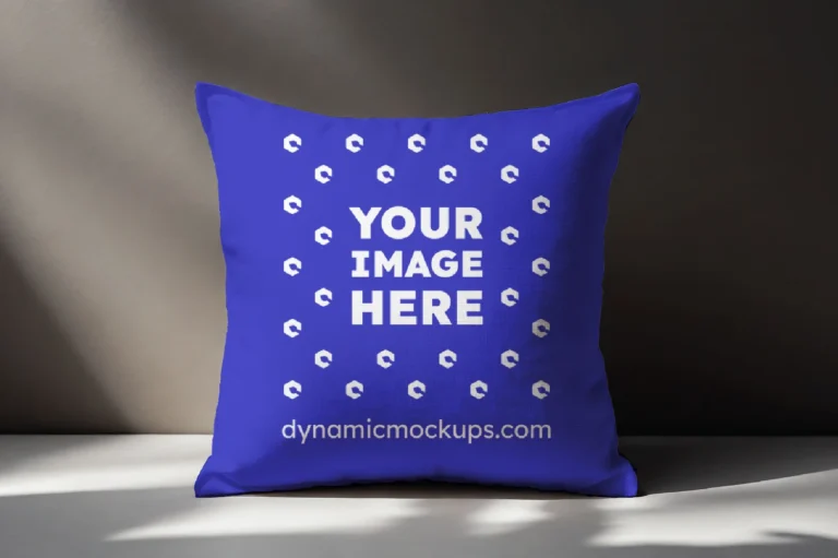 Blue Square Pillow Cover Mockup Template