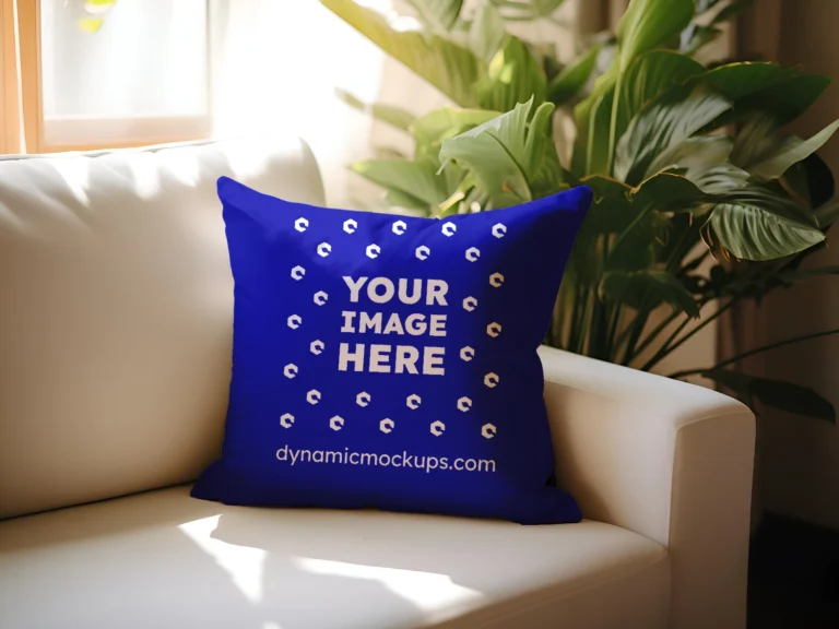 Blue Square Pillow Cover Mockup Template