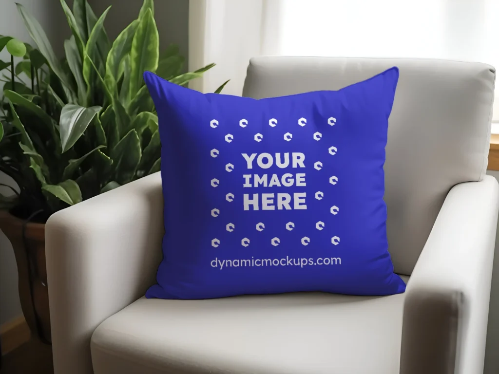 Blue Square Pillow Cover Mockup Template