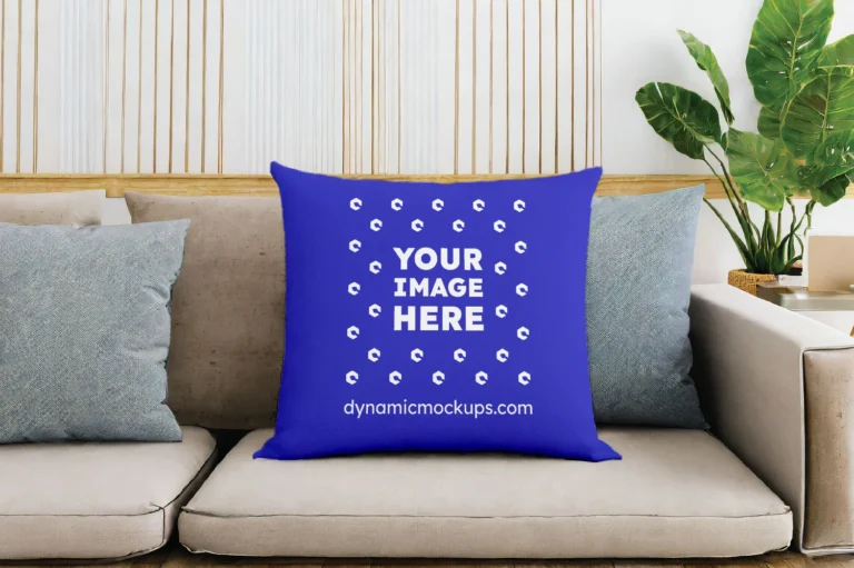 Blue Square Pillow Cover Mockup Template