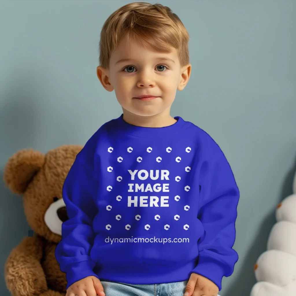 Boy Blue Sweatshirt Mockup Front View Template