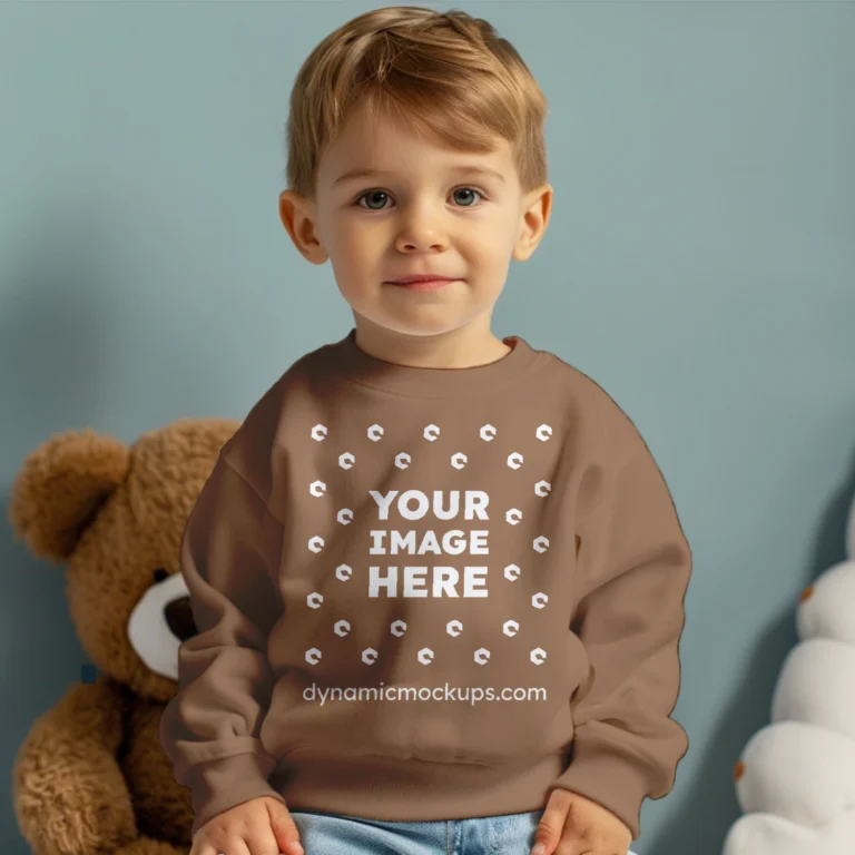 Boy Brown Sweatshirt Mockup Front View Template