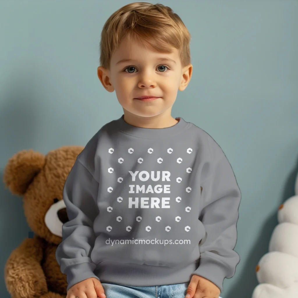 Boy Gray Sweatshirt Mockup Front View Template