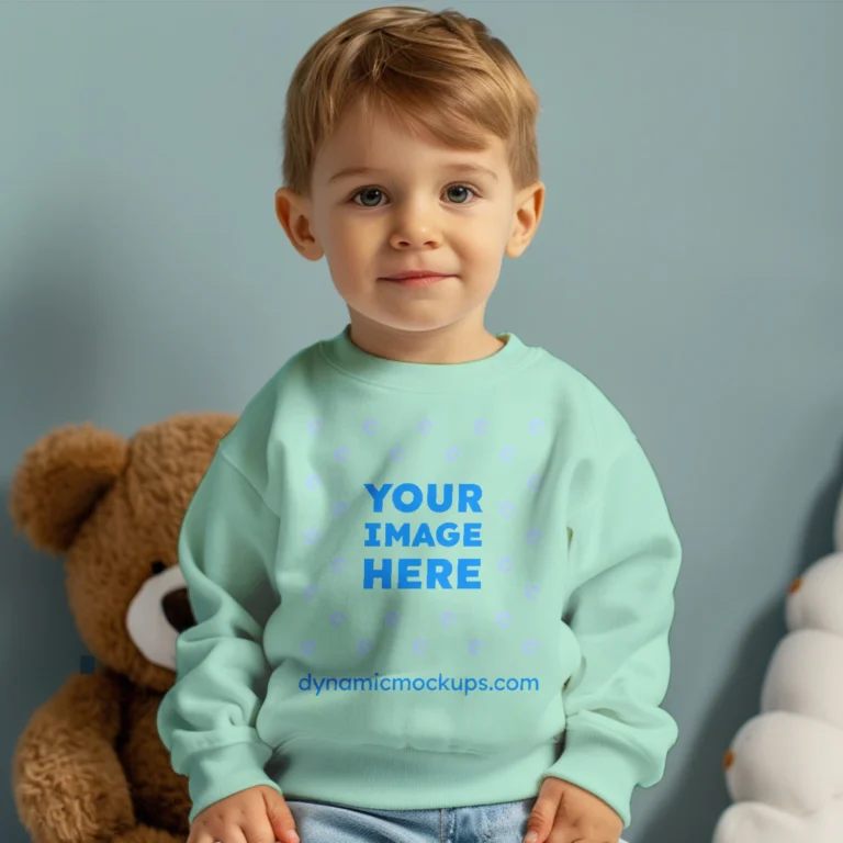 Boy Mint Sweatshirt Mockup Front View Template