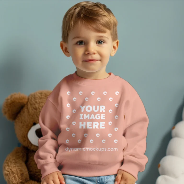 Boy Peach Sweatshirt Mockup Front View Template