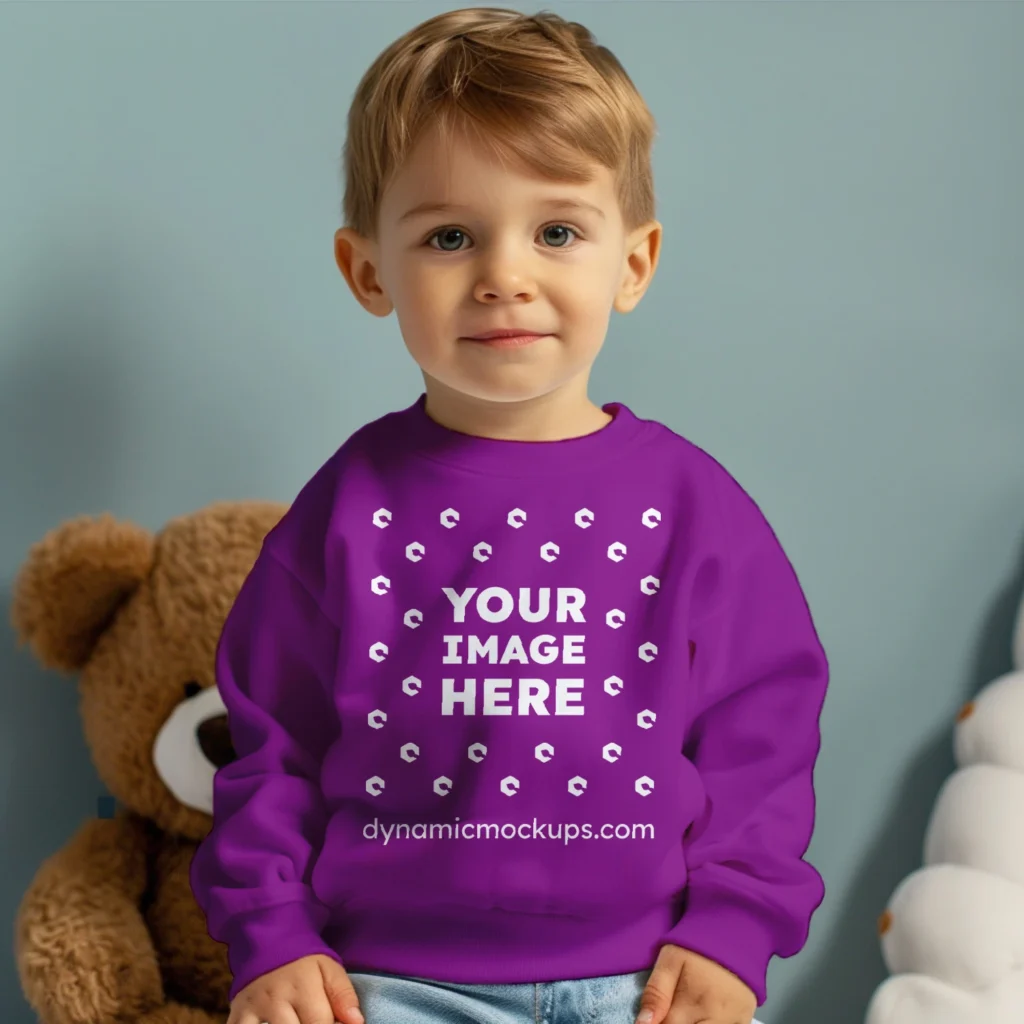 Boy Purple Sweatshirt Mockup Front View Template