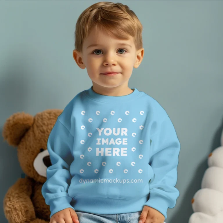 Boy Sky Blue Sweatshirt Mockup Front View Template