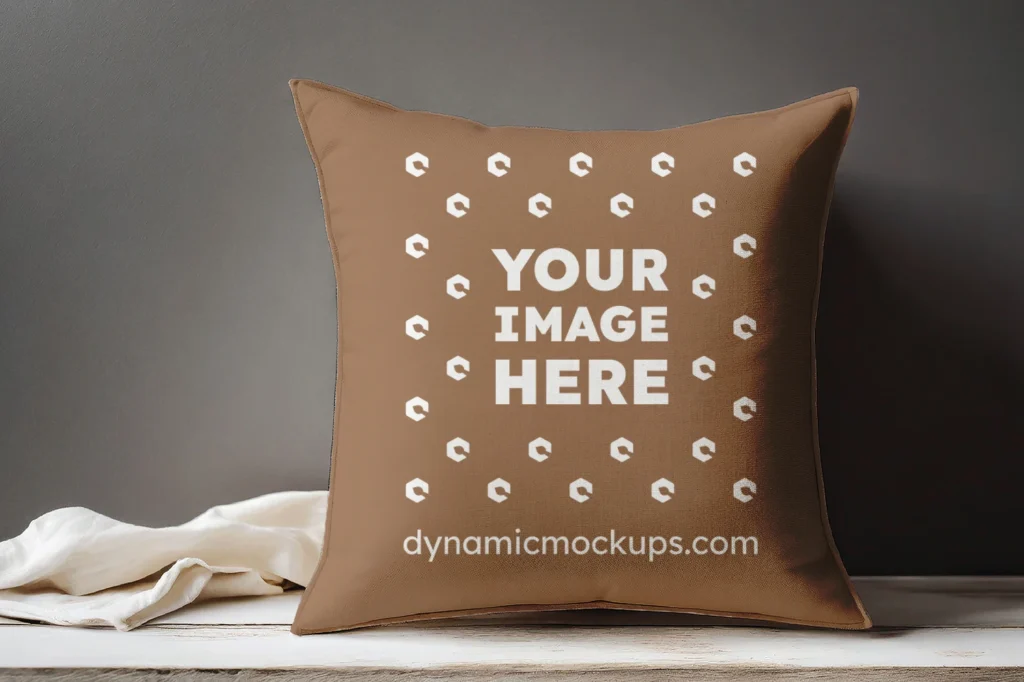 Brown Square Pillow Cover Mockup Template