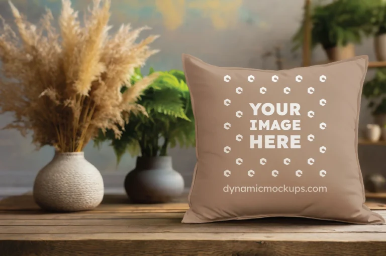 Brown Square Pillow Cover Mockup Template