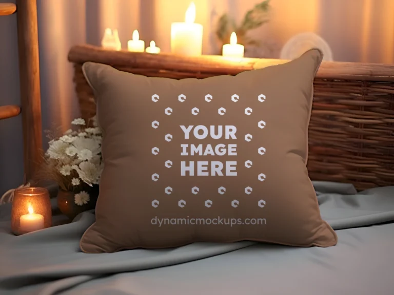 Brown Square Pillow Cover Mockup Template