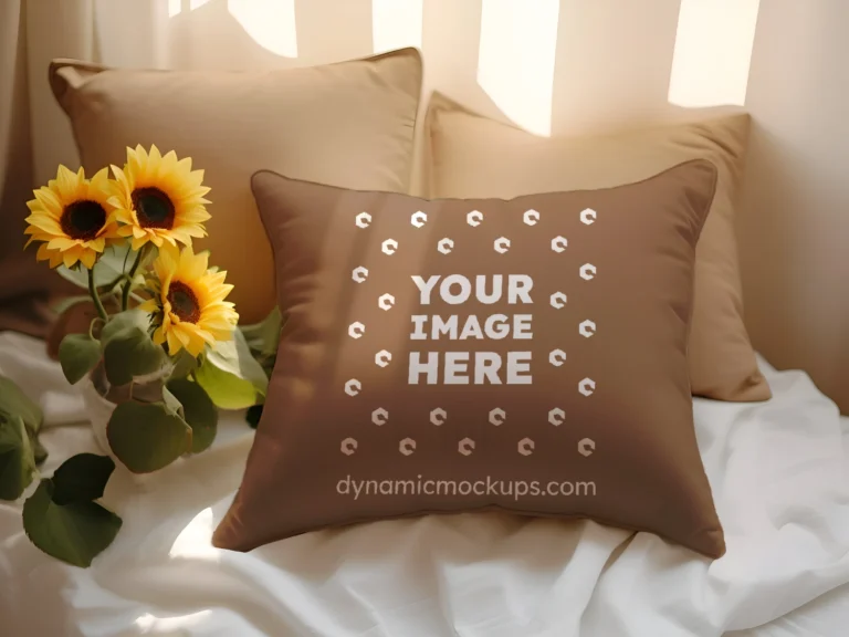 Brown Square Pillow Cover Mockup Template