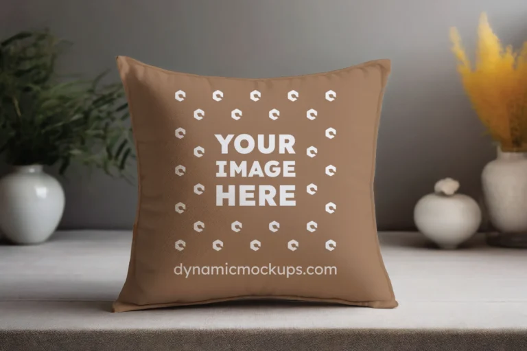 Brown Square Pillow Cover Mockup Template