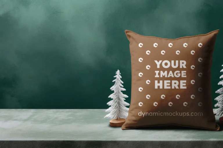 Brown Square Pillow Cover Mockup Template