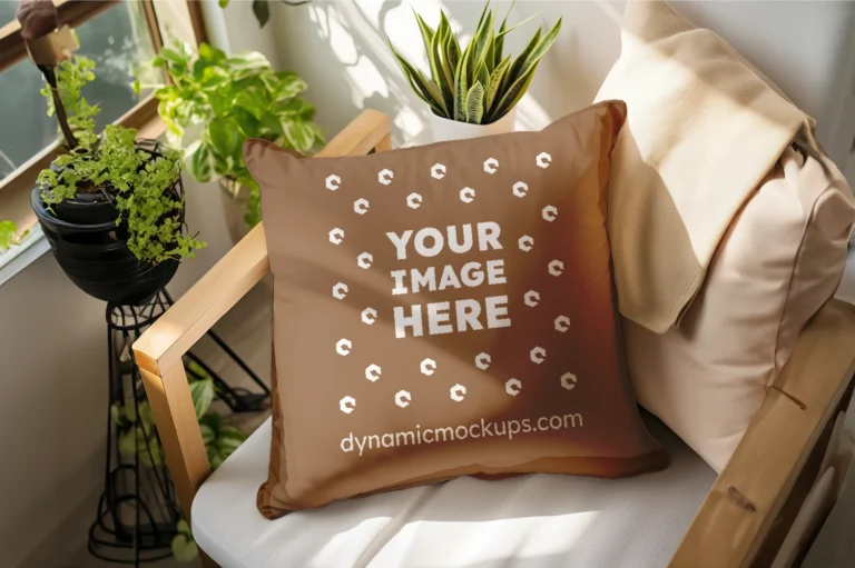 Brown Square Pillow Cover Mockup Template