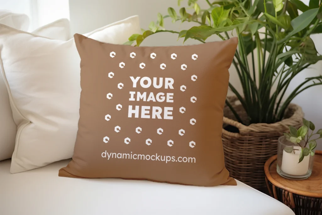 Brown Square Pillow Cover Mockup Template