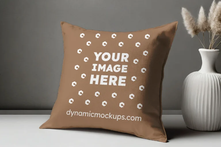 Brown Square Pillow Cover Mockup Template