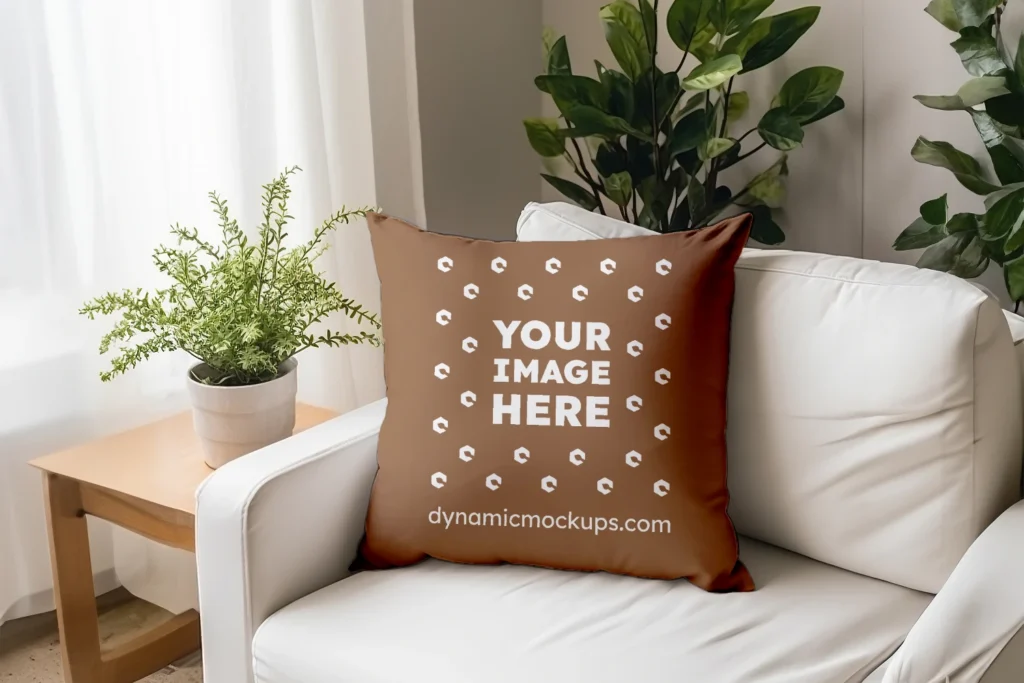 Brown Square Pillow Cover Mockup Template