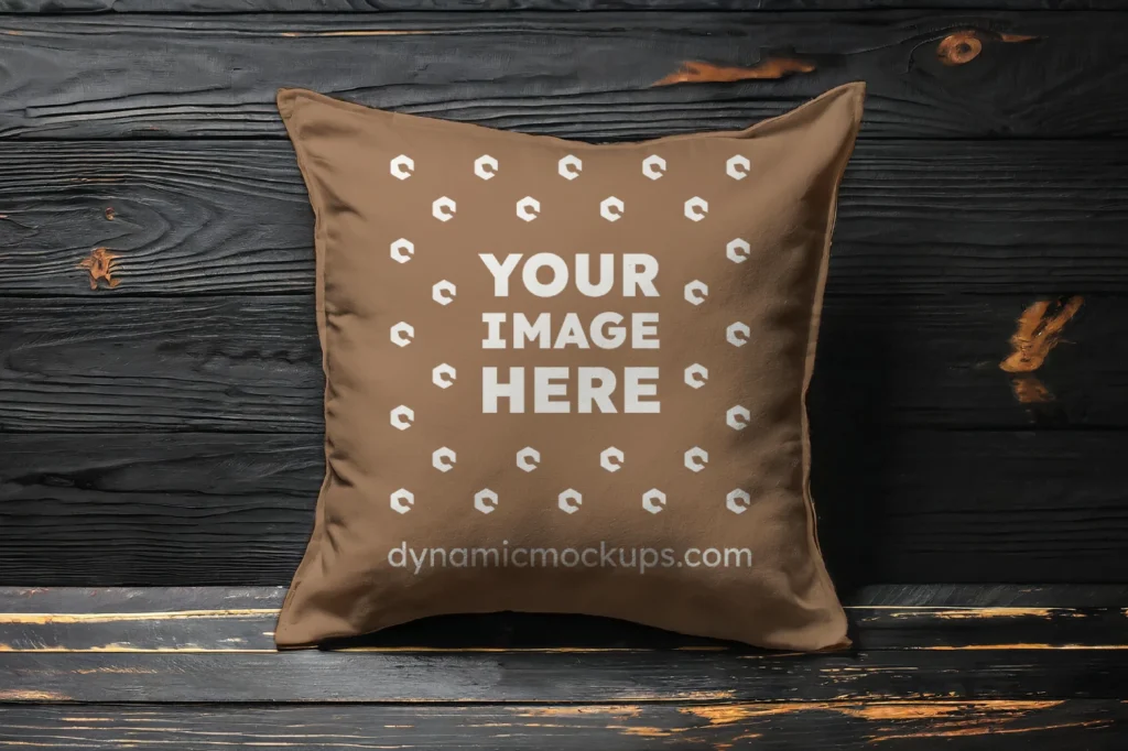 Brown Square Pillow Cover Mockup Template