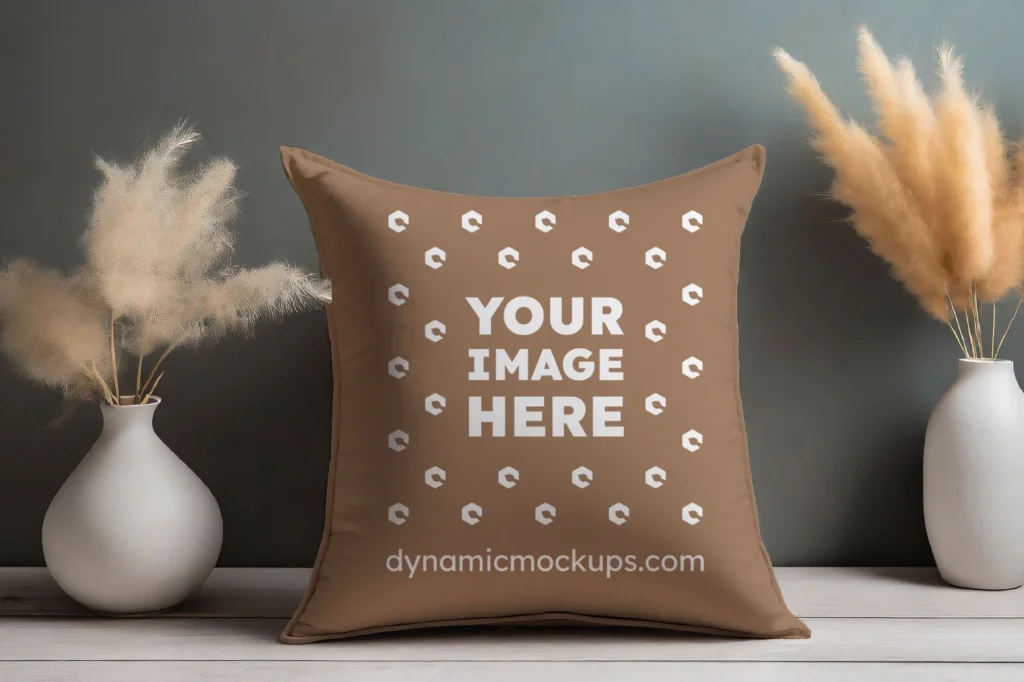 Brown Square Pillow Cover Mockup Template