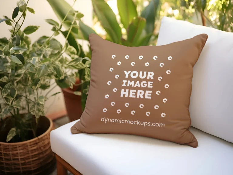 Brown Square Pillow Cover Mockup Template