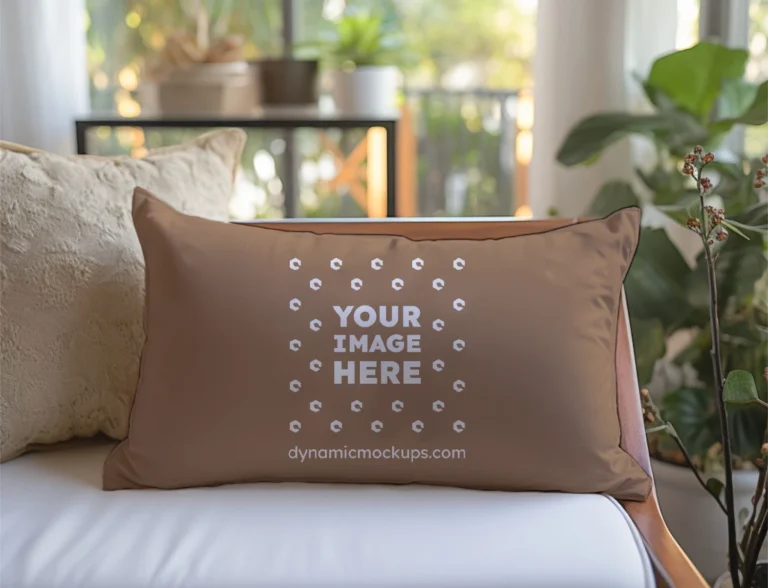 Brown Square Pillow Cover Mockup Template