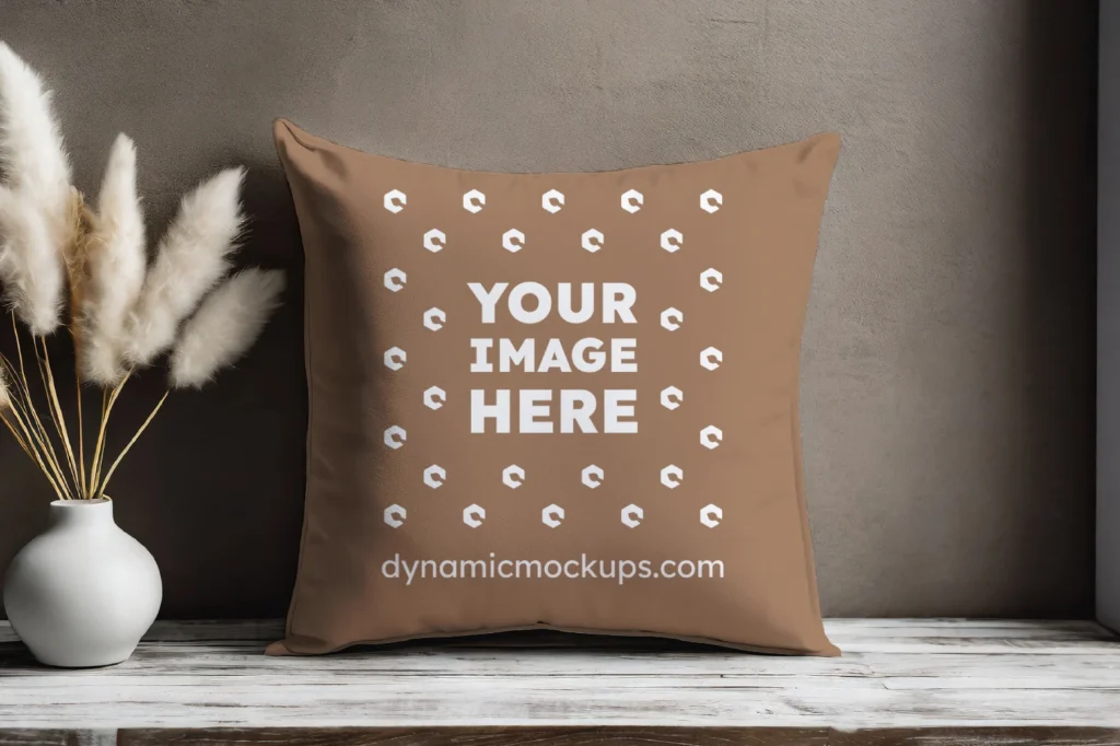 Brown Square Pillow Cover Mockup Template