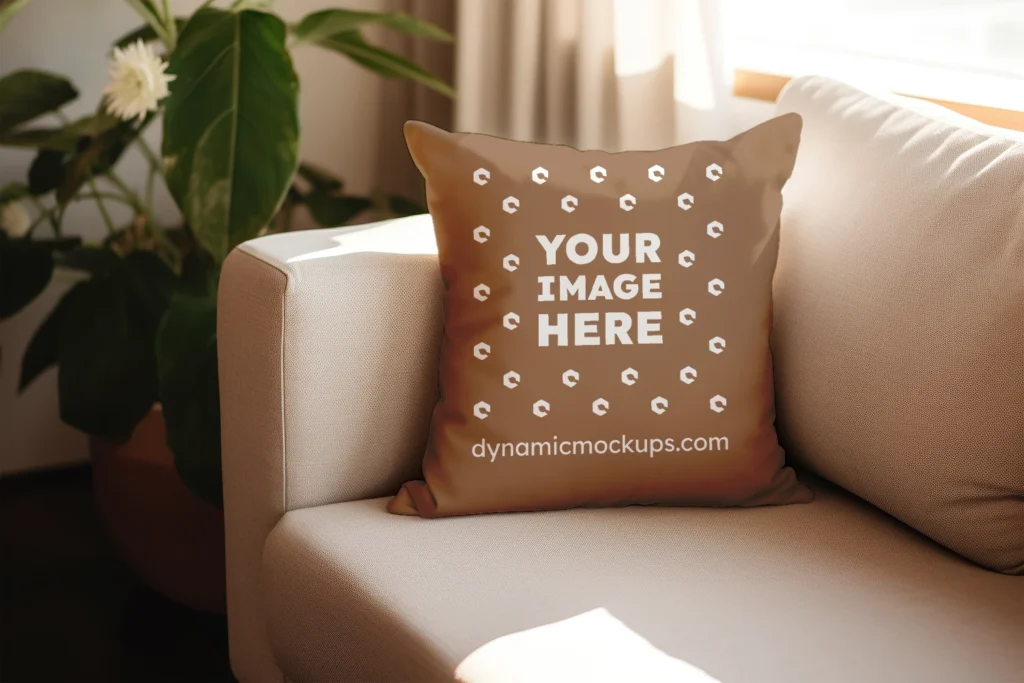 Brown Square Pillow Cover Mockup Template