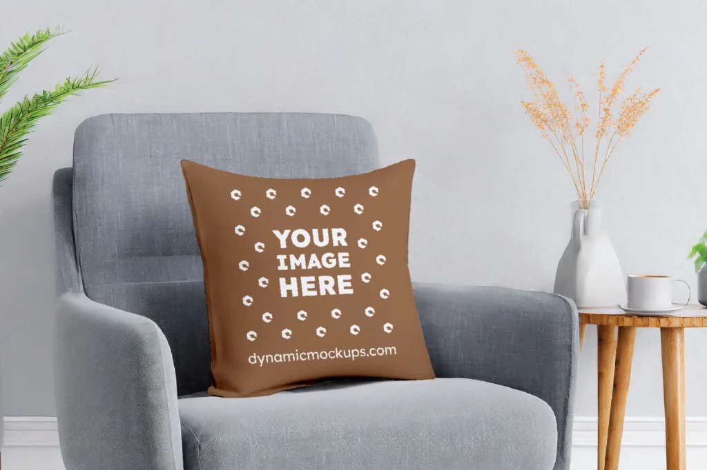 Brown Square Pillow Cover Mockup Template