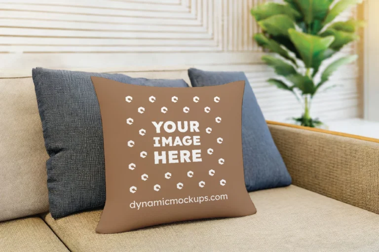 Brown Square Pillow Cover Mockup Template