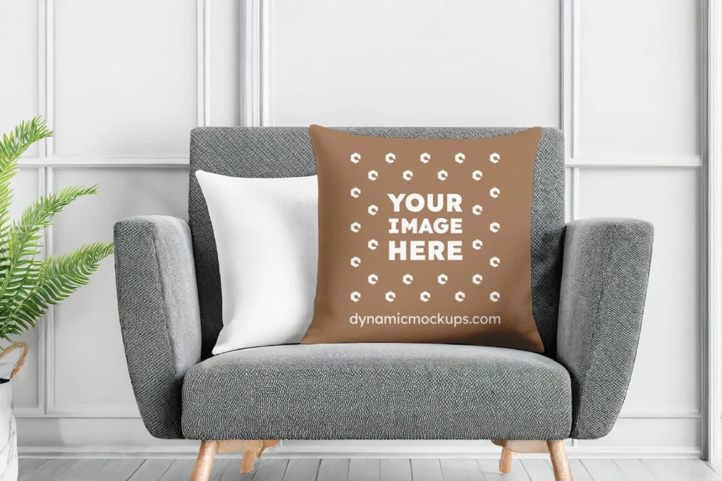 Brown Square Pillow Cover Mockup Template