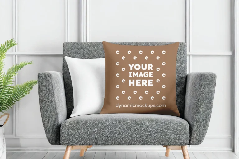 Brown Square Pillow Cover Mockup Template