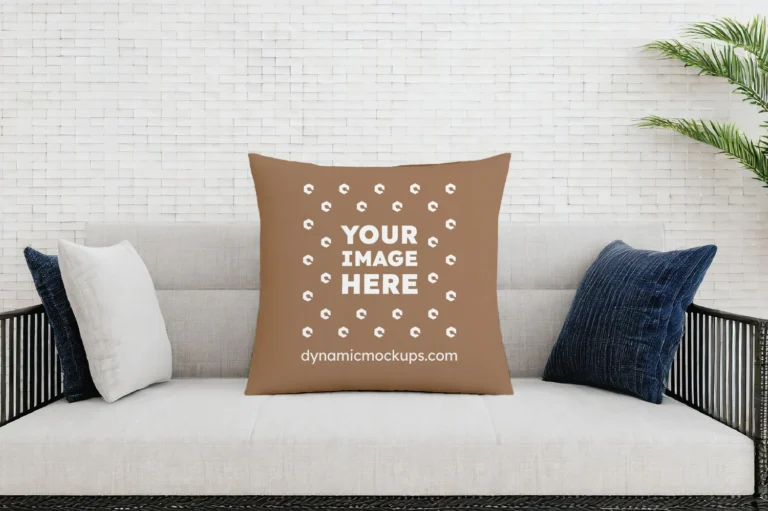 Brown Square Pillow Cover Mockup Template