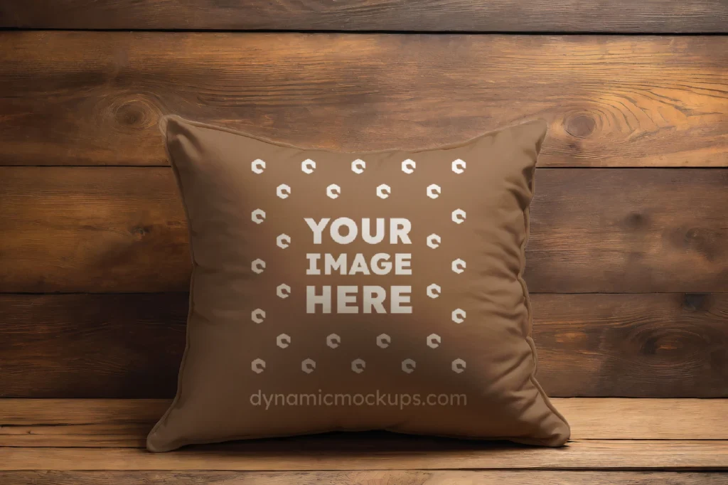 Brown Square Pillow Cover Mockup Template