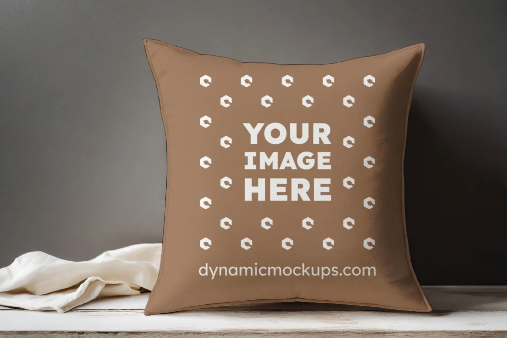 Brown Square Pillow Cover Mockup Template