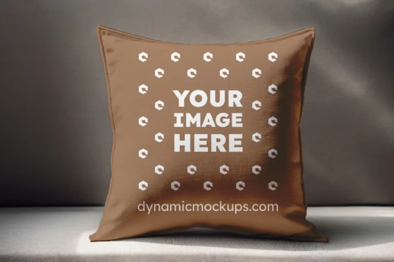 Brown Square Pillow Cover Mockup Template