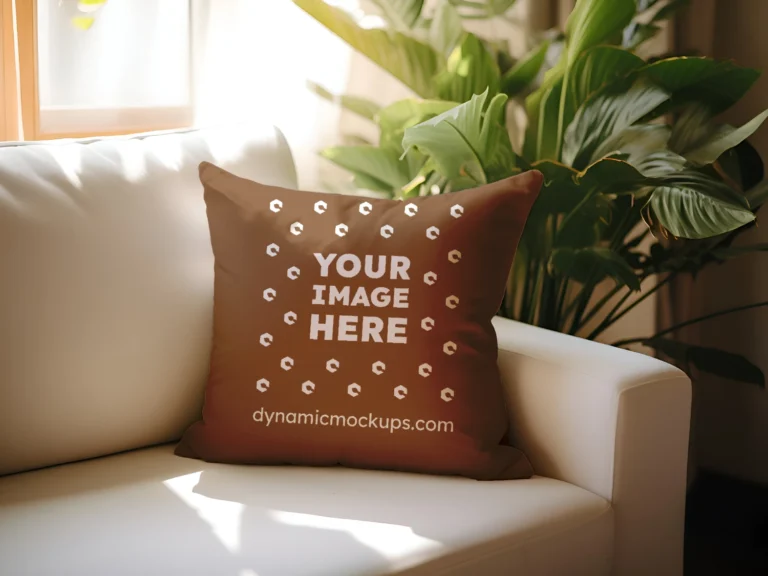 Brown Square Pillow Cover Mockup Template