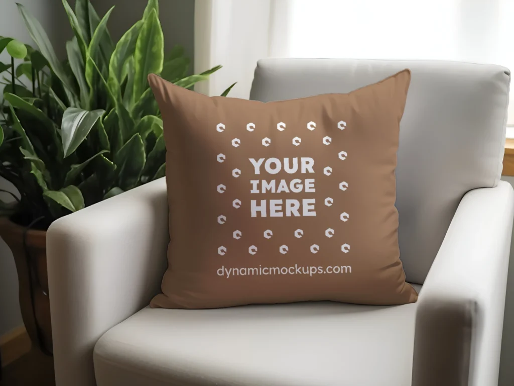 Brown Square Pillow Cover Mockup Template