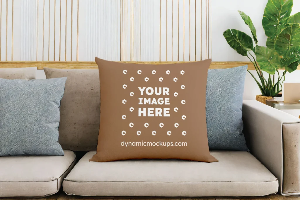 Brown Square Pillow Cover Mockup Template