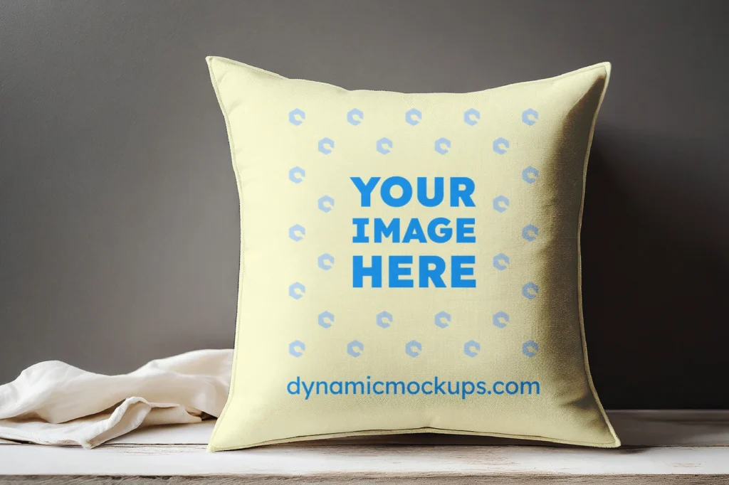 Cream Square Pillow Cover Mockup Template