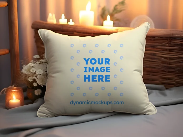 Cream Square Pillow Cover Mockup Template