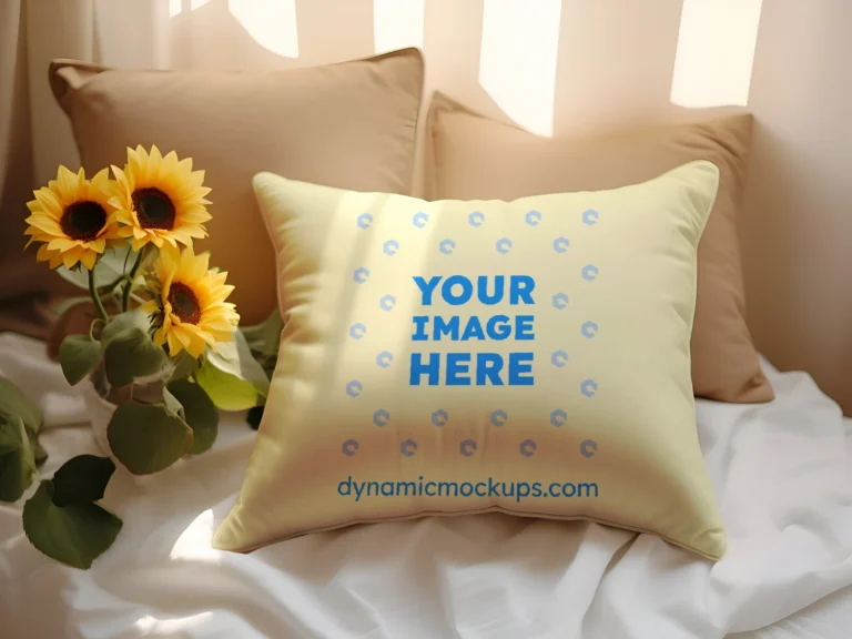 Cream Square Pillow Cover Mockup Template