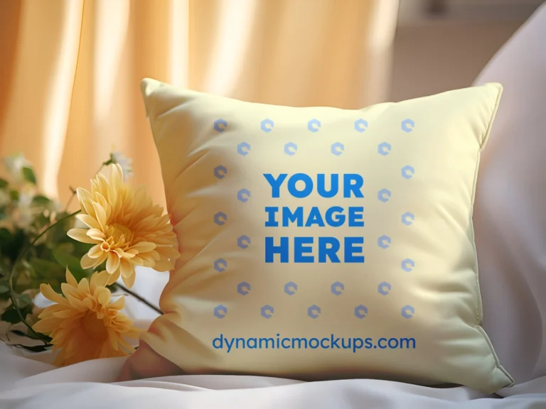 Cream Square Pillow Cover Mockup Template