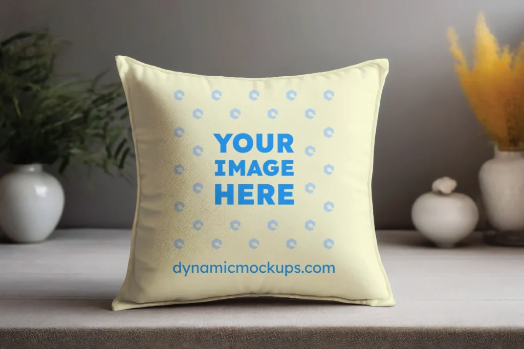 Cream Square Pillow Cover Mockup Template