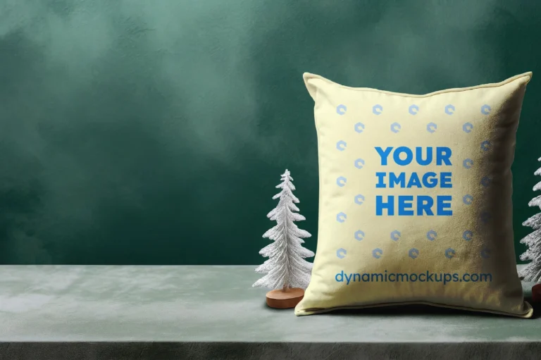 Cream Square Pillow Cover Mockup Template