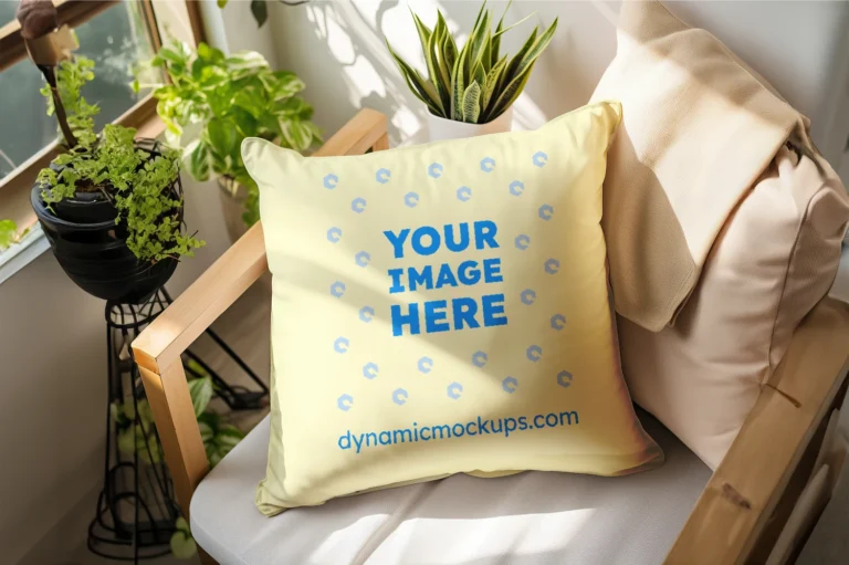 Cream Square Pillow Cover Mockup Template