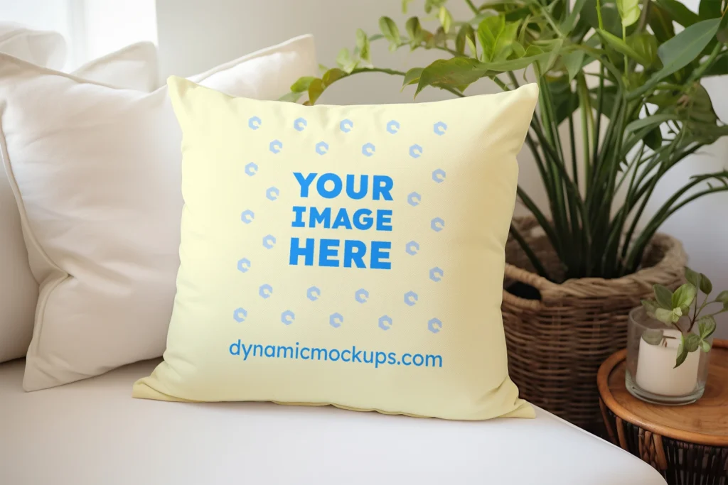 Cream Square Pillow Cover Mockup Template